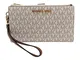 Michael Kors Jet Set Travel Double Zip Wristlet - Signature PVC (Vanilla PVC/Dark Acorn)