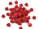 Beadthoven 50 perline di cinabro rosa rossa 10 mm con dettagli intagliati perline distanzi...