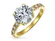 4CT Round Brilliant Solitaire CZ Cubic Zirconia Engagement Ring Thin Pave Band 14K Yellow...