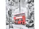 vidaXL Paravento Pieghevole 160x170 cm Stampa Bus Londra Bianco e Nero Separè