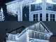 LIGHTNUM - Catena luminosa per esterni, 9 m, 240 LED, luce bianca fredda, con spina, IP44,...