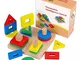 Ponangaga Puzzle Forme Geometriche Legno educativi Blocchi Bambino Impilatore Mattoncini C...