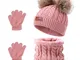 Barakara Cappello Guanti Sciarpe Set Bambino Invernale, 3 in 1 Carino Caldo Berretto Lavor...