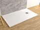 Piatto doccia in marmoresina con piletta di scarico effetto pietra (80 x 100, Bianco)