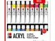 Marabu 1210000000202 - Set di colori acrilici con 18 colori da 12 ml, colori acrilici opac...