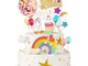 MMTX Decorazione Torta Unicorno Festa Compleanno Unicorno Cake Topper Arcobaleno Palloncin...