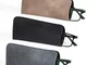 Hifot Custodia Occhiali Pelle 3 Pezzi, Morbida Custodia Occhiali Lettura, Borsa Astuccio O...