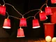 Luci della Stringa della Tazza del Feste, 6,56 Feet 10 Pezzi LEDs Mini Bicchieri Rossi con...