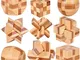 Chonor 9 Pezzi Premium Rompicapo in Legno - Classico Gioco di Mente IQ Test 3D Puzzle Brai...