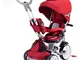 Mondial Toys Triciclo Passeggino con Sedile Girevole 6 in 1 Modi New Rosso