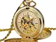 Orologio uomo da tasca Zeiger Orologio Steampunk scheletro meccanico orologi uomini Retro...