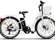 the one Bianca, Bicicletta Elettrica City Bike a Pedalata Assistita 26" 250W Light Giovent...