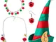 Beelittle Santa Elf Costume Set Cappello da Elfo Natalizio con Scarpe da Elfo o Jingle Bel...