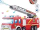 BAKAJI Camion dei Pompieri Giocattolo per Bambini a Batteria con Pompa Spruzza Acqua Bracc...