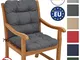 Beautissu Cuscino per sedie da Giardino Flair NL100x50x8cm - Comoda e soffice Imbottitura...