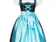 Gaudi-Leathers Bavarese Dirndl Set Iwona Azzurro 3 Pezzi Costume Tipico Tirolese per Oktob...