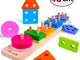 Giocattoli Forme Geometriche Impilatore Bambini Blocchi Costruzioni Legno Mattoncini Legno...