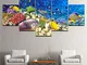 ganjue Quadro su Tela Coral And Fish in The Sea 5 Pezzi Wall Art Painting Modular Wallpape...