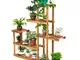 Supporto per piante, a più livelli Supporto per piante in legno Balcone Giardino Fiore Pia...
