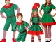 Natale Costume, Famiglia Costumi di Natale Adulti Bambini Costume da Elfo Natalizio Outfit...