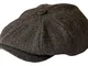 Gamble & Gunn, 'Shelby' Newsboy Cap, berretto in panno grigio a spina di pesce Grey Herrin...