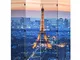 vidaXL Paravento Pieghevole 160x170 cm Stampa Parigi di Notte Separè Divisorio