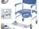 LSAMX Portable Comoda Sedia a rotelle Medical Comodino WC/Doccia in Alluminio Sedia portan...
