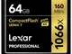 Lexar Professional 1066x Scheda Compact Flash, 64 GB, Velocità fino a 160 MB/s, UDMA 7, Sc...