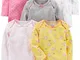 Simple Joys by Carter's - Body a maniche lunghe da bambina, confezione da 5 ,Pink, Gray, W...