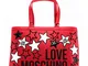 Moschino Borsa shopping Love ecopelle rosso con stelle donna BS20MO21