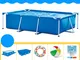 LYCIL Blu Rettangolo Piscina,Grande Tubo in Acciaio Rimovibile Piscina Bambino Casa Accres...