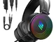 Noua Crux Rainbow Cuffie da Gaming Over-Ear da 50 mm con Microfono Flessibile Cuffie da Gi...
