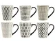 Confezione 6 mug vhera in stoneware decoro assortito cc 350