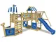 WICKEY Parco giochi in legno ArcticFlyer Giochi da giardino con altalena e scivolo blu, Ca...