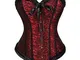 Bustino Corsetto Sexy Spalline Elegante Fiori Pizzo Donna Top Halloween Intimo Fantasy Ros...