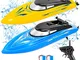 AlagiFun Confezione da 2 barche telecomandate per bambini, barca da corsa ad alta velocità...