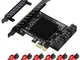 MZHOU Scheda PCIe SATA a 6 Porte, Scheda di espansione del Controller da PCIe a SATA, Sche...