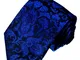 LORENZO CANA – Exclusive koenigsblaue cravatta in 100% seta im FloralDesign con foglie – 3...