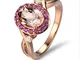 Gowe oro rosa 14 K 1.79 ct ovale Cut morganite diamante 0.40 ct e zaffiro anello di fidanz...
