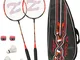 Set Di 2 Racchette Per Badminton, Con Borsa Per Racchette/2 x Overgrip/3 x Piuma Ball, Fib...