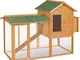 Suinga - Pollaio in legno per galline 227x94x151 cm, casetta in legno per galline con tett...