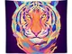 The Cute Colored Tiger Head Vector Image Arazzo da parete Mandala Bedding Misterioso arazz...