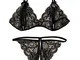 Set di Biancheria Intima da Donna 2 Pezzi di Lettere Completi Intimi Lingerie Sexy Hot per...