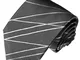 Lorenzo Cana – Cravatta di lusso in 100% seta – Grigio argento a righe – 84187