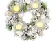 COM-FOUR® Ghirlanda da tavola per Natale - Corona dell'avvento bianca con glitter porta ca...