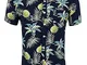 Idgreatim Uomo Hawaiian Funky Stampato Camicia di Lino Manica Corta abbottonatura Fantasia...