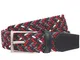 Lindenmann Mens Braided Textile belt/Mens Belt, textile and leather, blue-red-gray-white,...