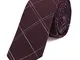DonDon cravatta stretta a righe da uomo 6 cm cotone - rosso bordeaux rigato