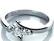 Anello di fidanzamento trilogy con diamante rotondo da 0,25 carati, realizzato in oro bian...