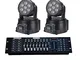 081 Store - 2 x PROIETTORE LED RGB TESTA MOBILE ROTANTE 7 LED WASH DMX + MIXER RGB DMX 192